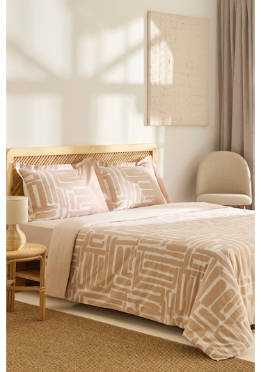 Kaşmir Home Mosy %100 Pamuk Çift Kişilik Nevresim Takımı Bej Bej