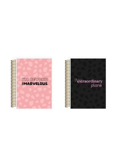 Victoria's Jurnals Altın Renkli Metal Sip. Defter 2'li Set Pembe - Siyah