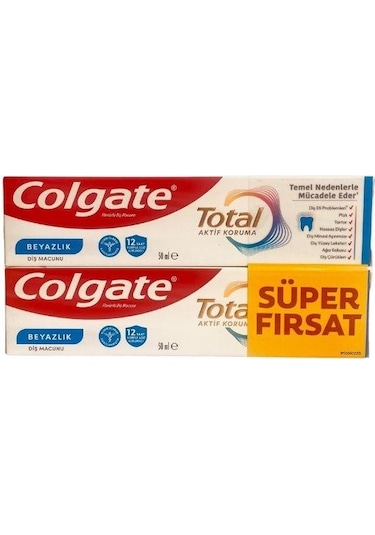 Colgate Total Active Protection Beyazlık Diş Macunu 50 Ml + 50 Ml Süper Fırsat Paket Beyazlık