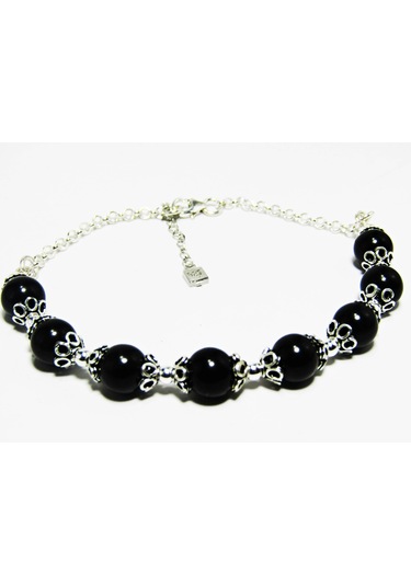 Lilahgümüştr Gümüş İşlemeli Oltu Taşlı Kadın Bileklik