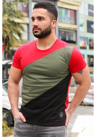 Madmext Madmext Renk Bloklu Kırmızı Tişört 3018-kırmızı Kırmızı