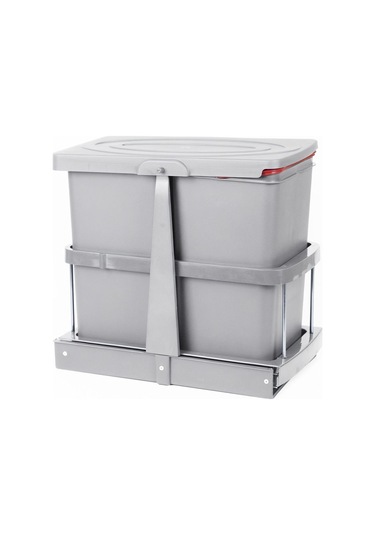 Çöp Kovası 12+12lt Gri Teleskopik Raylı Gri