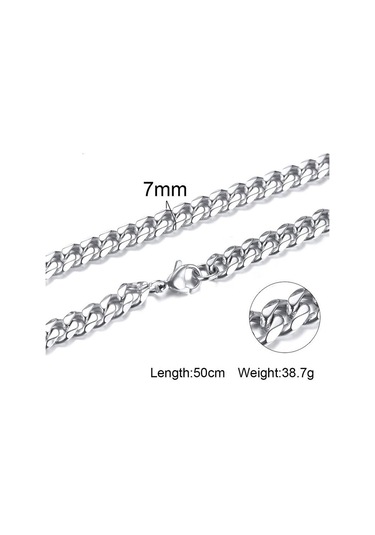 Gümüş Erkekler Kadınlar İçin 9 Boyutu Bilezikler Paslanmaz Çelik Curb Küba Link Zinciri Bilezikler Parti Takı Hediye 50cmx7mm