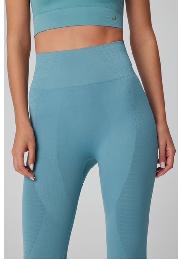 Jerf Gela Yüksek Bel, Esnek Ve Toparlayıcı Spor Tayt Su Yeşili