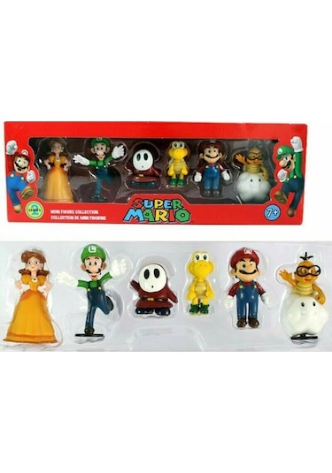 Süper Mario 6'lı Set Mario ,luigi, Yoshi, Prenses Figür Seti Oyuncaklar