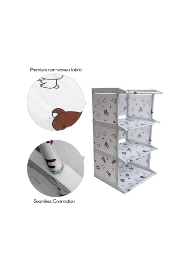 Padalink Mutfak, Oturma Odası, Yatak Odası İçin 3 Bölmeli Mavi Organize Dolap - Noktalı Kumaş Ve Alüminyum Malzemeyle Ev Gereçleri, Ayakkabı Depolama Mavi