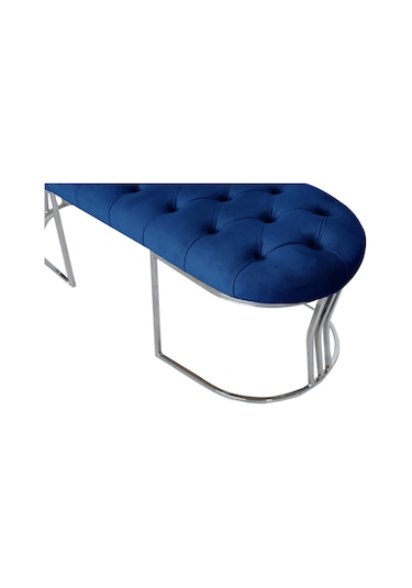 VİEGO SILVER MAVİ-Kapitoneli Model Puf&Bench&Koltuk-Oturak-Uzun Makyaj Puff-Yatak Odası Ucu&Önü