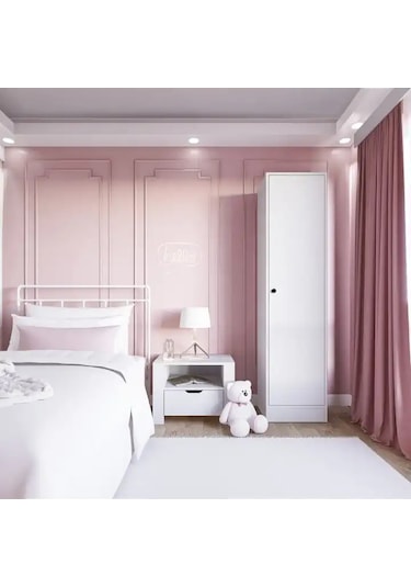 Daisy 45 Cm Beyaz Tek Kapılı Elbise Dolabı - Gardırop Beyaz