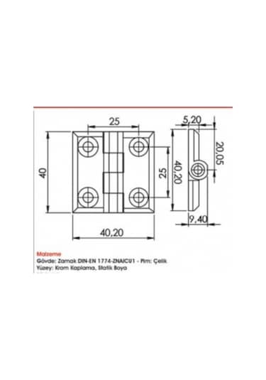 Sermak Enka444 424 V1 Yaprak Menteşe 40 x 40 Mm