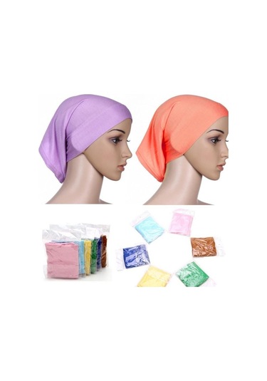 Beyaz Yüz Altında Eşarp Tüp Kaput Kap Kemik İslam Kadın Baş Örtüsü Başörtüsü Beyaz