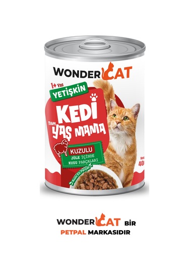 Wondercat Kuzulu Yetişkin Kedi Konservesi 400gr X 12 Adet