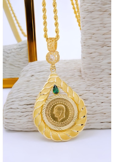 Tc. Darphane 22 Ayar Çeyrek Altınlı 14 Ayar Altın Kolye