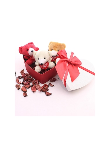 Dekoratif Sevgiliye Eşe Sürpriz Hediye Kalp Kutuda Mini Ayıcıklar Hediye Seti Sevgiliye Hediye STRGLBL75