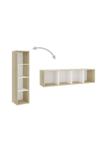 Tdesıgno Eda Televizyon Sehpası - Ünitesi -kitaplık-meşe Beyaz 144 Cm 4 Raflı Meşe - Beyaz