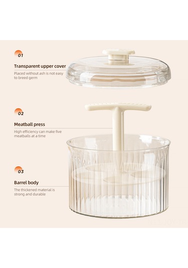 Youmex Ev İçi El Pressli Beş Delikli肉丸oluşturucu, Şeffaf多功能kapaçklı, Manuel Hamur Sıkma, Topak Şekillendirici, Kızartma/halka Pişirme, Karides/balık Çorbası模子, Turuncu Turuncu