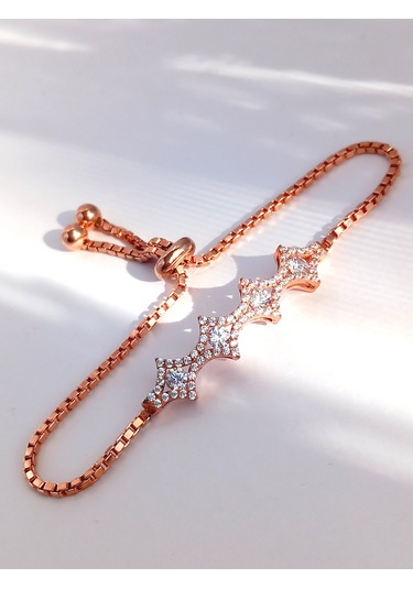 Gümüş Kutup Yıldızı Tasarım Gold Kadın Ayarlı Bileklik