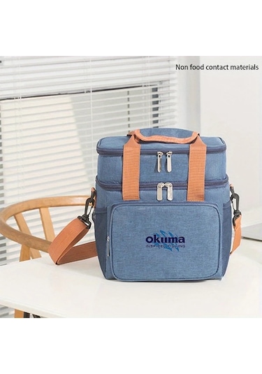 Xuweiwei Okuma Inspıred Fıshıng Navy Blue 1pc Büyük Kapasiteli Fermuarlı Izoleli Balıkçı Çantası Dayanıklı Oxford Hafif Güçlendirilmiş Sap Altın