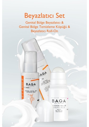 Beyazlatıcı Set Genital Bölge Beyazlatıcı & Genital Bölge Temizleme Köpüğü & Roll-on 3'lü Set