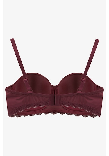 Kadın Dolgusuz Mikro Straplez Sütyen 80516 Bordo Bordo