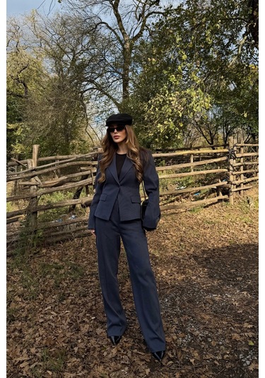 Lacivert Tek Düğmeli Ceket Pantolon Takım - 9480 Lacivert