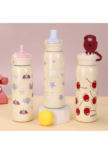 Aurora Öğrenci Termos Bardıbüyük Kapasiteli 304 Paslanmazçelik Hasır Bardak - Kırmızı Kırmızı