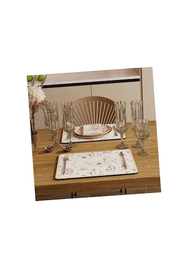 Çiçekli Kaymaz Servis Matı Çok Renkli