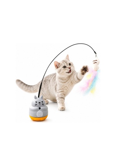 River World Evcil Hayvanlar İçin Peluş Dönen Kedi Şekilli Balıklı Olta