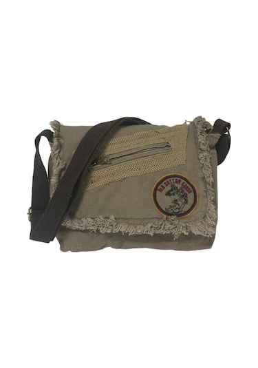 Vintage Küçük Salaş Unisex Günlük Çapraz Postacı Çantası S Boy 26x20cm Bej