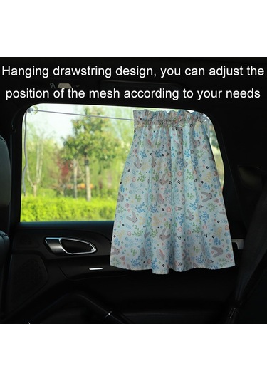 Cbtx Global Sevimli Desen Baskılı Araba Penceresi Anti-uv Perde Pamuklu Bez Araç Yan Cam Güneşlik Perdesi - Nokta / Kahve