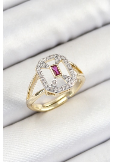 Pirinç Zirkon Taşlı Baget Model Gold Renk Kadın Yüzük - Tj-byk3795 Çok Renkli