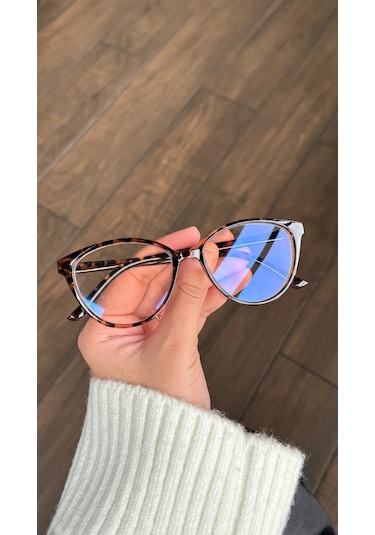 Habeq Cat Eye Leopar Desenli Blue Block Gözlük Çok Renkli
