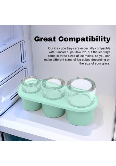 Reedark Silikon Buz Küp Kalıbı, 3 Adet Boş Silindir Şeklinde, 20-40oz Bardaklar İçin Uygun, Kapaklı, Yemeği Dereceli Malzeme, Yavaş Erime, Kolay Çıkarma - Mavi Çok Renkli