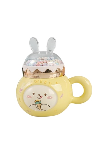 Suntek Sevimli Tavşan Kahve Kupaları Kapaklı Ve Ev Partisi