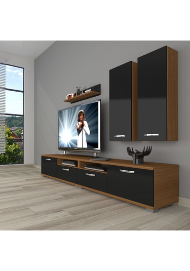 Decoraktiv Eko 5200d Mdf Tv Ünitesi Tv Sehpası Ceviz - Siyah