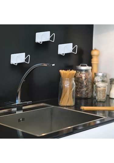 Suntek Mutfak Sünger Tutucu Çamaşırhane Su Geçirmez Kanca Beyaz 3 Parça Çok Renkli