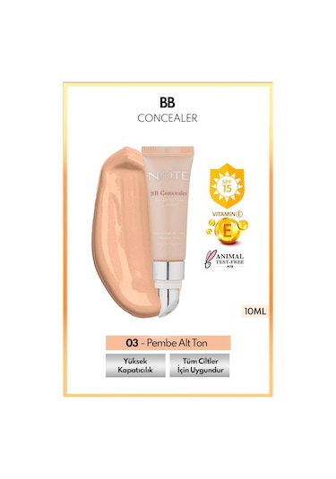 Note Cosmetique Bb Concealer Spf 15 Yoğun Kapatıcı Metal Başlıklı Göz Altı Kapatıcısı - 03 Orta Koyu