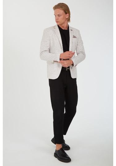 Sposo 5106 Dar Kalıp Yarım Astarlı Bej Erkek Blazer Ceket Bej