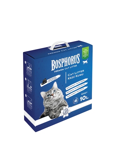 Bosphorus Aktif Karbonlu Topaklaşan Grey İnce Doğal Kedi Kumu 10 L