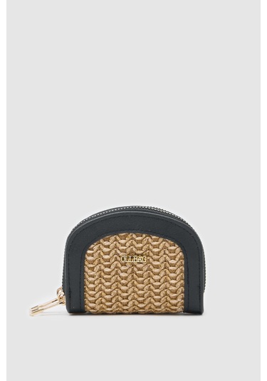 Jefece Siyah Hasır Çanta Cüzdan -Siyah