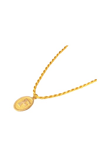 14 Ayar F Harf Siyah İpli Kolye