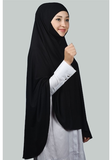 Altobeh Hazır Türban Peçeli Pratik Eşarp Tesettür Nikaplı Hijab - Namaz Örtüsü Sufle (5XL) - Siyah