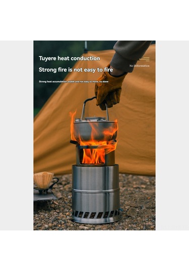 Symbee Küçük Çelik Güneşli Taşınabilir Mangal: Çift Duvarlı, İki Seviye Yanma, Kamp-piknik İçin Isı Kaynağı Gümüş