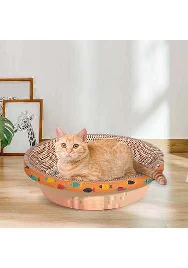 Suntek Karton Kedi Scratcher Yatak Kase Balık-deseni-55cm