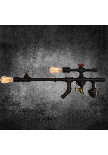 Silah Şeklinde Borulardan Duvar Lambası Hediyelik Duvar Apliği Siyah