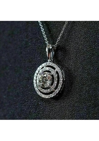 925ayar Gümüş Geometrik Zirkon Taşlı Kolye