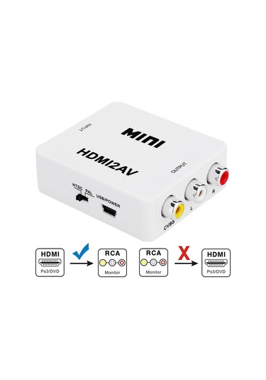 Sones Vk-126 Mını Hdmı - Cvbs/l+r Ses Dönüştürücü Adaptörü Ölçekleyici Beyaz