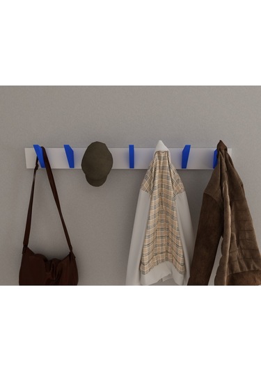 Hepsi3boyutlu Modern Duvar & Kapı Kanca Askılık - 7 Adet Mavi Kanca Askılık - Model No : 5 Mavi