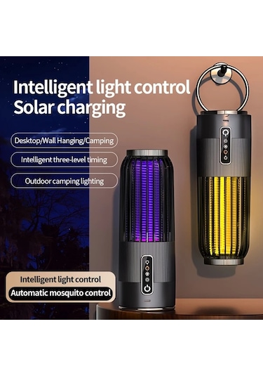 Motion003 Gri Ruizhe Sivrisinek Lambası 1200mah Usb Şarj Taşınabilir Elektrikli Öldürücü 3 Seviyeli Zamanlayıcı Gece Lambası