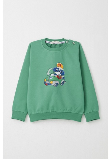 Breeze Erkek Bebek Eşofman Takım Yarışçı Ayıcık Baskılı 9 Ay-3 Yaş, Mint Yeşili Mint Yeşili