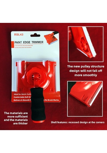 Reedark Yüksek Kaliteli Universal Kenar Düzeltici - Nylon Sponge Yedekli, Flaş İşleme, Duvar Köşeleri Ve Köşeler İçin Profesyonel Boya Aracı Kırmızı